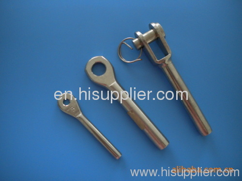 Stainless steel swage fork terminal welded